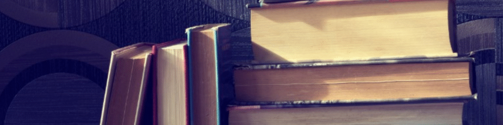 Stacked books with covers