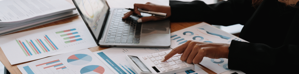 Financial growth chart on screen