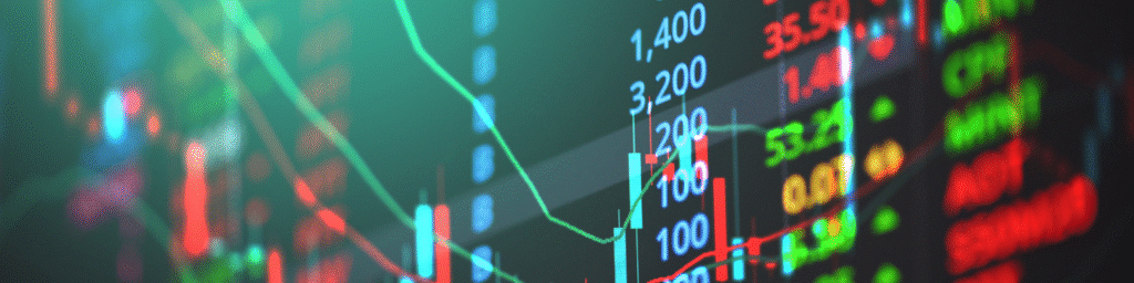 Stock market graph with arrows